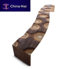 Original design public bench Ripples �Like A River�oakmahoganyash