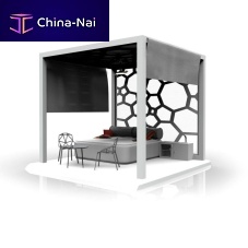 Glass gazebo SMART SOLAR CABANAfabric rooffor public space