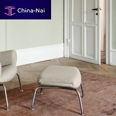 Scandinavian design footstool WEGNER OXfabricleatherstainless steel