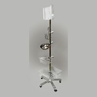Hygiene station on casters HJ 01 0001with hand sanitizer holderwith basketwith glove box