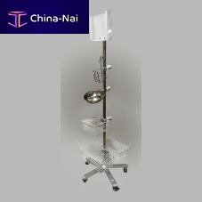 Hygiene station on casters HJ 01 0001with hand sanitizer holderwith basketwith glove box