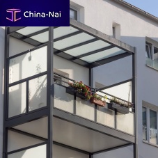 Balcony with panels with barsglassaluminum