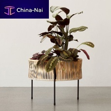 Rattan planter UMANOFF powder-coated steelroundcustom