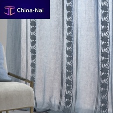 Curtain fabric MATHILDE FASCE FLOREALI VERTICALI stripedfloral patternlinen