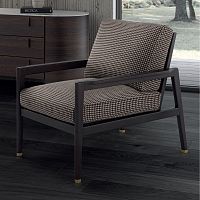 Contemporary armchair HUGSleatherfabricsolid wood