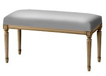 Louis XVI style upholstered bench wooden basegray