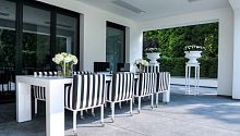 Contemporary dining chair 24/7 outdoorfabricstainless steel base