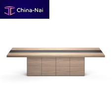 Contemporary boardroom table KEFAwood veneerleatherwooden base