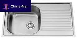 Single-bowl kitchen sink VOGUEwith drainboardstainless steelovermount