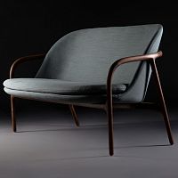 Contemporary upholstered bench NEVAfabricleatherwooden base