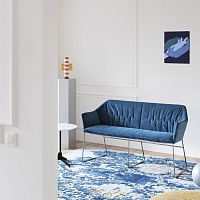 Contemporary upholstered bench NEW YORKfabricmetal basewith backrest