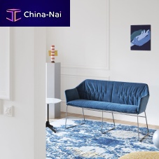Contemporary upholstered bench NEW YORKfabricmetal basewith backrest