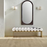 Contemporary upholstered bench RUNWAYfabricbronzeliving room