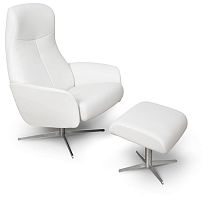 Scandinavian design armchair DesigNature : Svalbardfabricleatherwith footrest