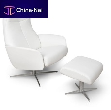 Scandinavian design armchair DesigNature : Svalbardfabricleatherwith footrest