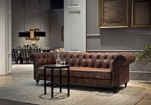 Chesterfield sofa CHURCHILLfabricleatherwhite