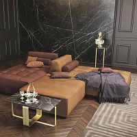 Contemporary chaise longue STELLARvelvetliving roombrown