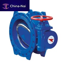 Double-offset valve butterflyleverwith handwheel