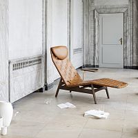 Contemporary chaise longue AV Egoistleatheroakwalnut