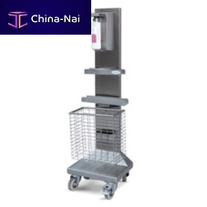 Hygiene station on casters MHS 10with hand sanitizer holderwith basketwith glove box