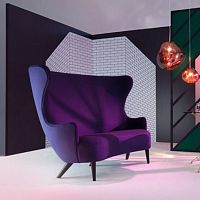 Contemporary sofa WINGBACK SERIESfabricvioletsteel