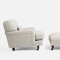 Contemporary armchair Raffles fabricwith removable cushionwith footrest