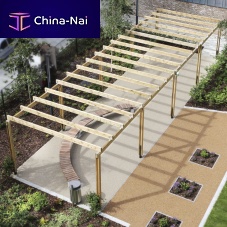 Self-supporting pergola SPG300woodengalvanised steelfor public space