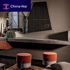 Contemporary pouf MANTIS velvetmetalround