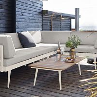 Contemporary coffee table Rioteakaluminum baserectangular
