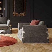 Contemporary armchair Botton Upfabricwoodengray