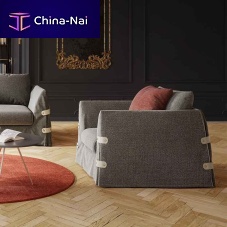 Contemporary armchair Botton Upfabricwoodengray
