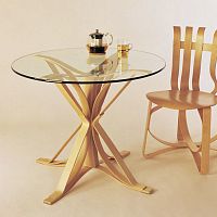 Contemporary table FACE OFF mapletempered glasslaminate