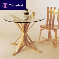 Contemporary table FACE OFF mapletempered glasslaminate