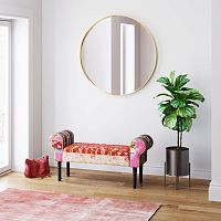 Traditional upholstered bench WING PATCHWORKcottonsolid wood baseplywood