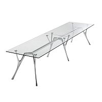 Contemporary table PEGASO INFINITO tempered glassaluminum baserectangular