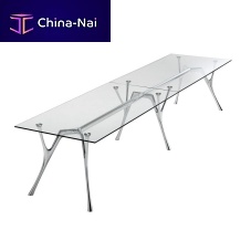 Contemporary table PEGASO INFINITO tempered glassaluminum baserectangular