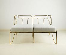 Contemporary sofa LENA whitebrass base2-person