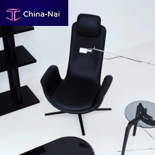 Contemporary armchair ODYSSEYfabricleathersteel