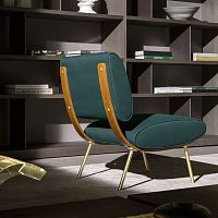 Contemporary fireside chair ROUND D.154.5fabricplywoodwith removable cover