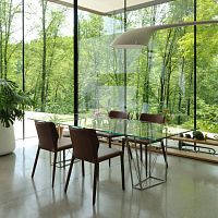 Contemporary table ROXYglassmetalmetal base
