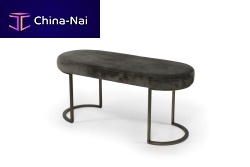 Contemporary upholstered bench TH1201DGfabricmetal basegray