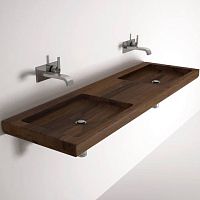 Wall-mounted washbasin NI01woodenwith adjustable mirrordouble