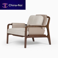 Contemporary armchair FERGUSleatherfabricwalnut