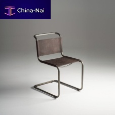 Contemporary chair MECCANICAindoorleathersteel base
