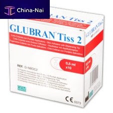 Skin closure surgery tissue adhesive Glubran Tiss 22-cyano-butyl-acrylate2-octyl cyanoacrylate