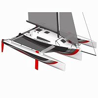 Trimaran 2-cabinwith bowspritsail-drive