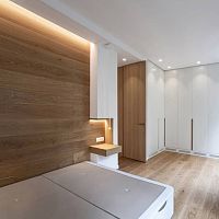 Wooden wall cladding panel ALMOND 230 MMindoortexturednatural finish