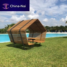 Contemporary picnic table URBAN SHELTER TABLEwoodenwood-plastic compositegalvanised steel base