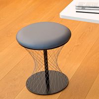 Contemporary stool NETWORKleatherpowder-coated steel basecentral base