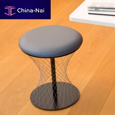Contemporary stool NETWORKleatherpowder-coated steel basecentral base